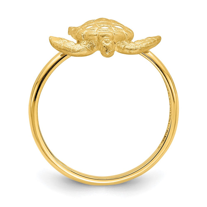 Buy Stylish 14K Dual Finish Turtle Ring - Brushed & Polished Design, 6g-2