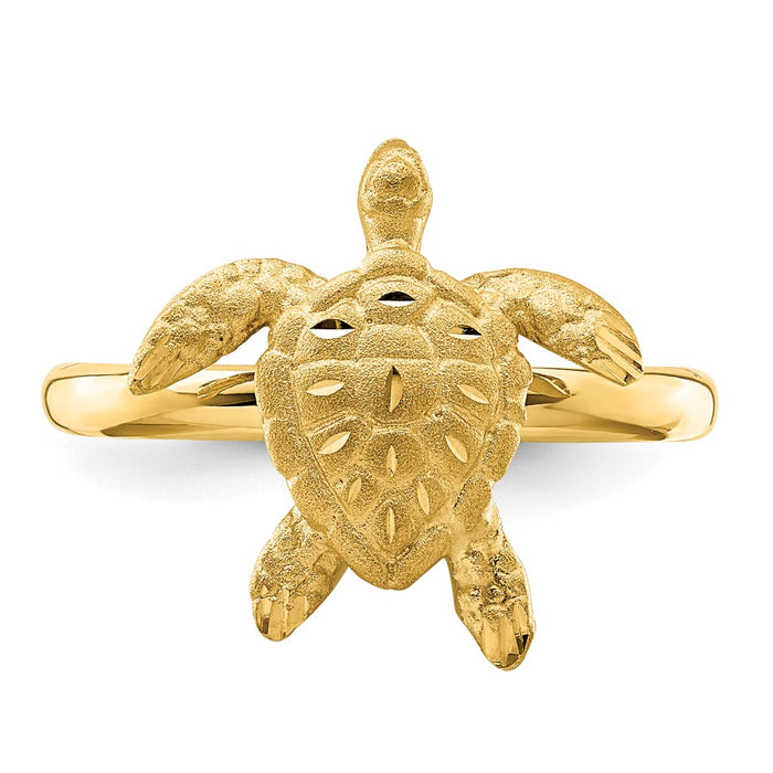 Buy Stylish 14K Dual Finish Turtle Ring - Brushed & Polished Design, 6g-4