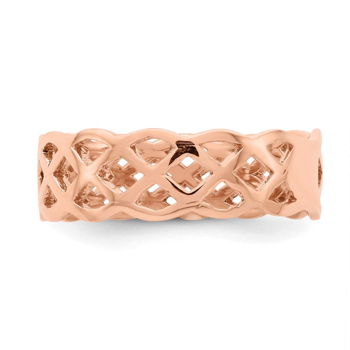 High-Quality 14K Rose Gold Woven Band Ring - Stylish & Affordable Luxury-3