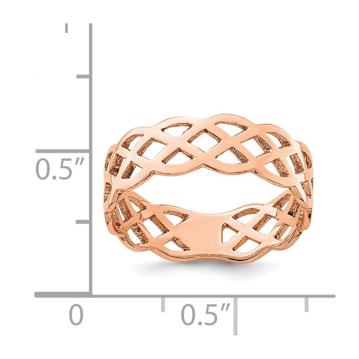High-Quality 14K Rose Gold Woven Band Ring - Stylish & Affordable Luxury-4