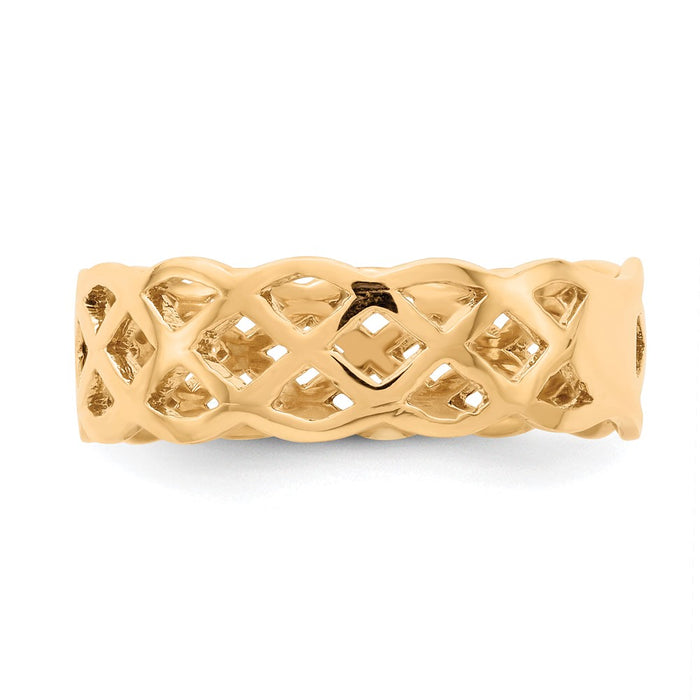 Order Stylish 14K Polished Woven Band Ring - Affordable Luxury, 6mm Width-3
