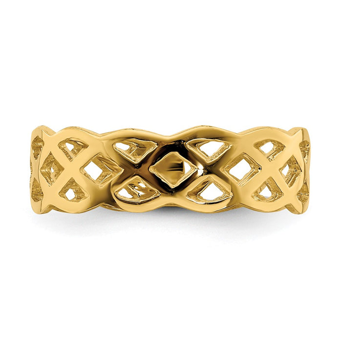 Order Stylish 14K Polished Woven Band Ring - Affordable Luxury, 6mm Width-5