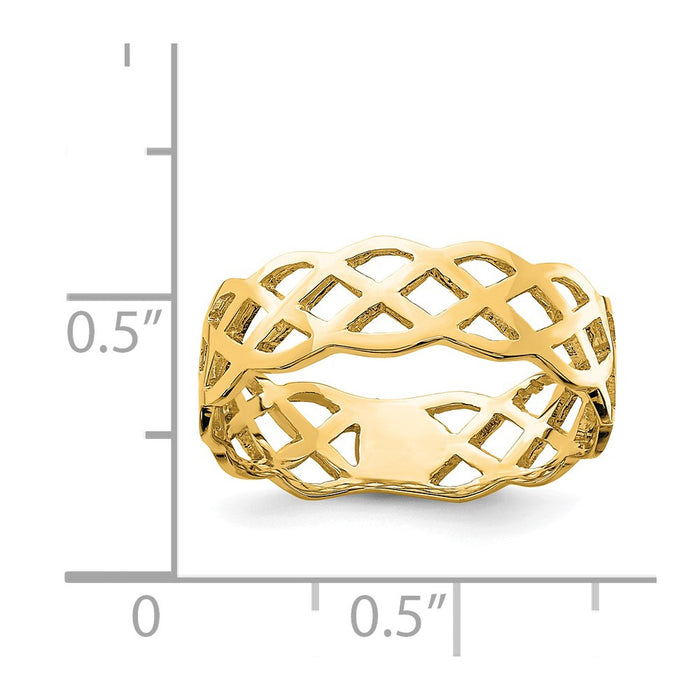 Order Stylish 14K Polished Woven Band Ring - Affordable Luxury, 6mm Width-4
