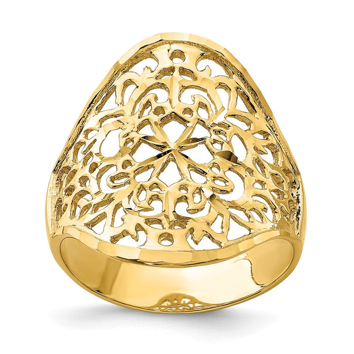 Buy Stylish 14K Gold Polished Filigree Ring - Exclusive Design, Affordable Luxury-1