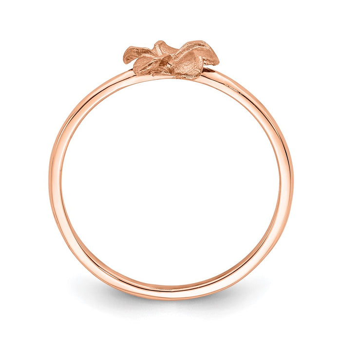 High-Quality 14K Rose Gold Plumeria Ring, Stylish Brushed & Polished Design-2