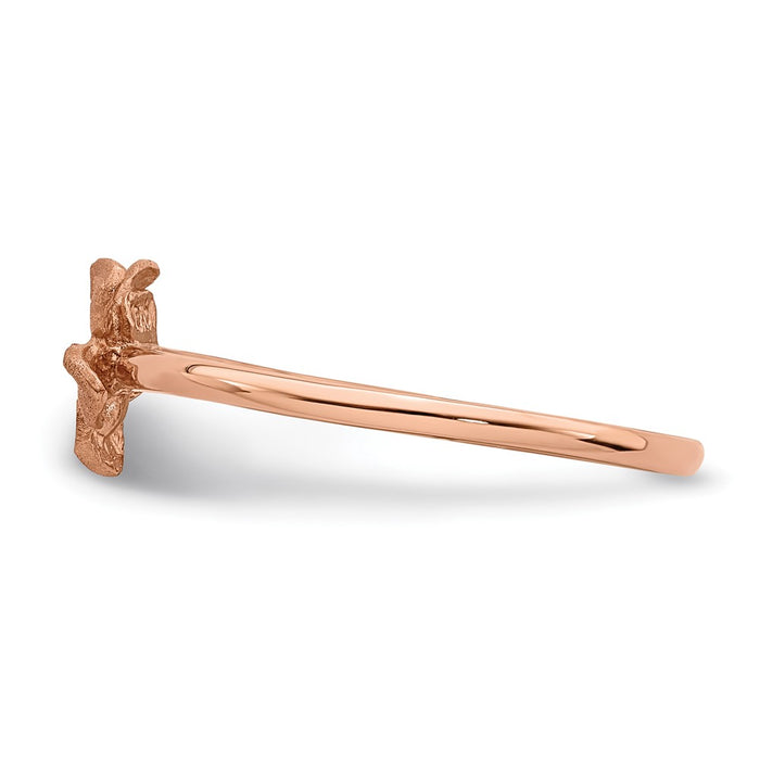 High-Quality 14K Rose Gold Plumeria Ring, Stylish Brushed & Polished Design-3