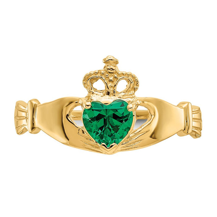 Buy Exclusive 14K Green Cubic Zirconia Claddagh Ring - Stylish & Affordable-4