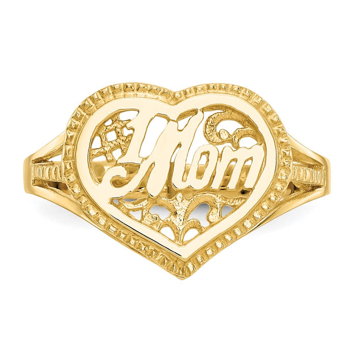 Shop Stylish 14K Gold Heart Ring - #1 Mom Design, Perfect Gift for Moms!-4