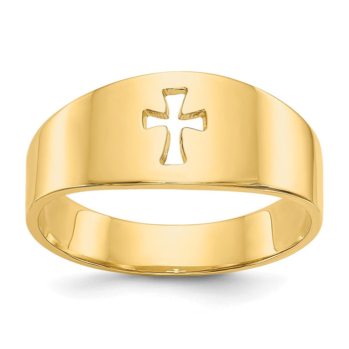 Shop 14K Gold Polished Cut-Out Cross Ring | Stylish Design, Affordable Luxury-1