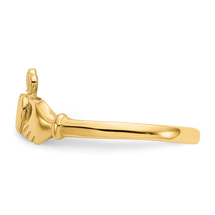 Exclusive 14K Gold Claddagh Ring - Stylish Polished & Satin Finish, Affordable Price-3