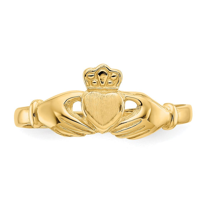 Exclusive 14K Gold Claddagh Ring - Stylish Polished & Satin Finish, Affordable Price-4