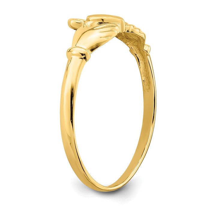 Exclusive 14K Gold Claddagh Ring - Stylish Polished & Satin Finish, Affordable Price-6