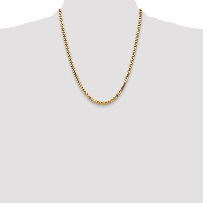 Shop 14K Solid Miami Cuban Link Chain - 22 Inch, 4.3mm, Stylish Lobster Clasp-4