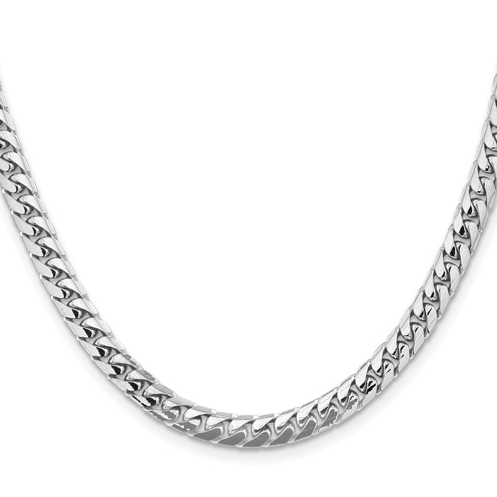 High-Quality 14K White Gold 24-Inch Solid Cuban Link Chain - Stylish 5.5mm-2