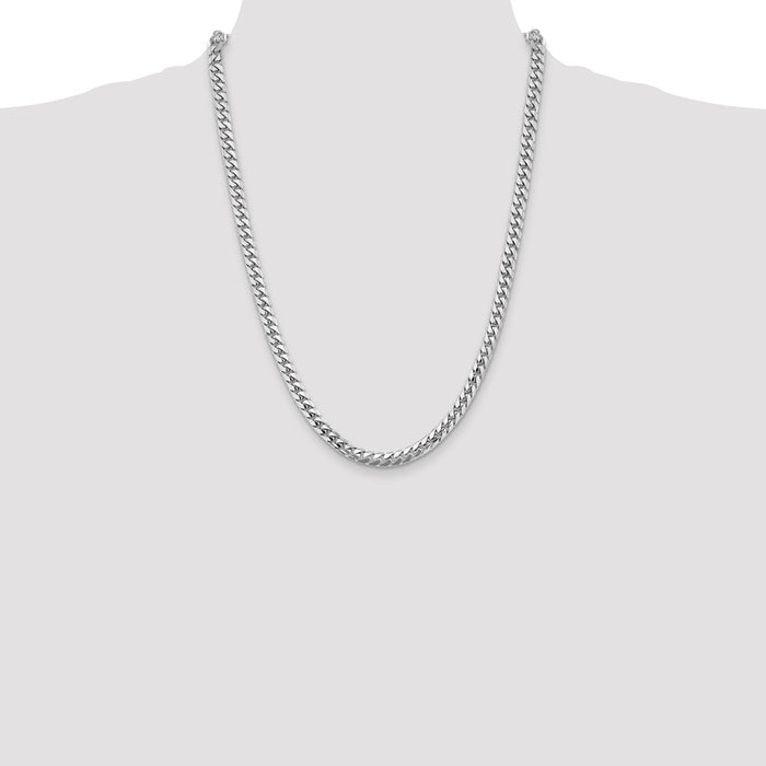 High-Quality 14K White Gold 24-Inch Solid Cuban Link Chain - Stylish 5.5mm-4