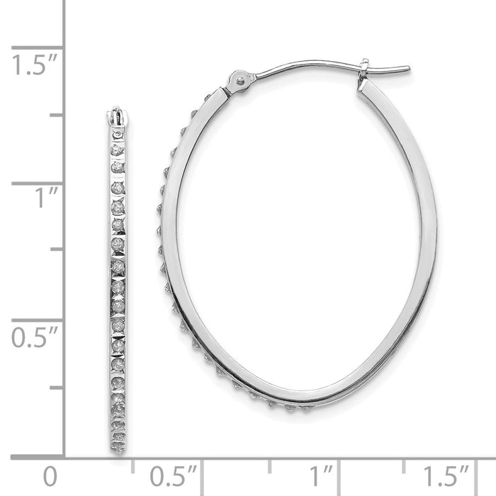Shop Stylish 14K White Gold Oval Hinged Hoop Earrings with Diamond Accents-4