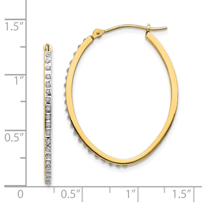Buy Stylish 14K Gold Oval Hinged Hoop Earrings with Diamond Accents-4