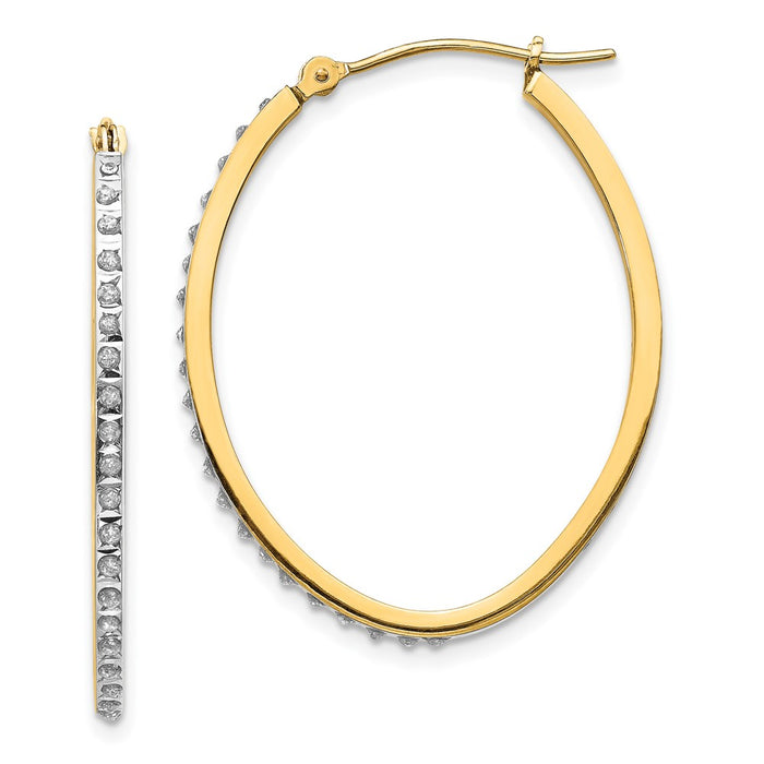 Buy Stylish 14K Gold Oval Hinged Hoop Earrings with Diamond Accents-1
