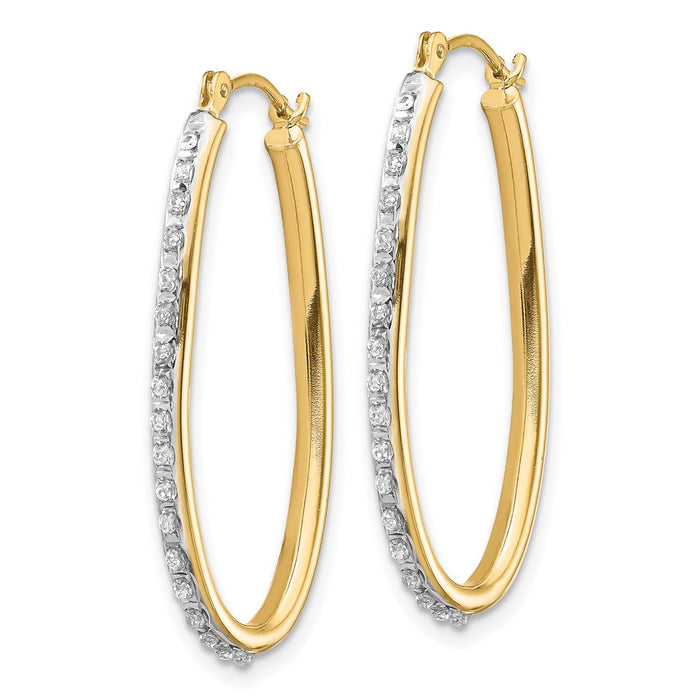 Shop Exclusive 14K Gold Diamond Oval Twist Hoop Earrings - Stylish & Affordable-2