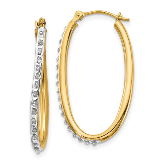 Shop Exclusive 14K Gold Diamond Oval Twist Hoop Earrings - Stylish & Affordable