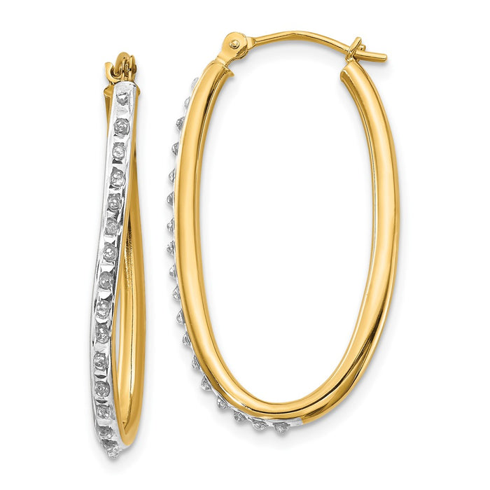 Shop Exclusive 14K Gold Diamond Oval Twist Hoop Earrings - Stylish & Affordable-1