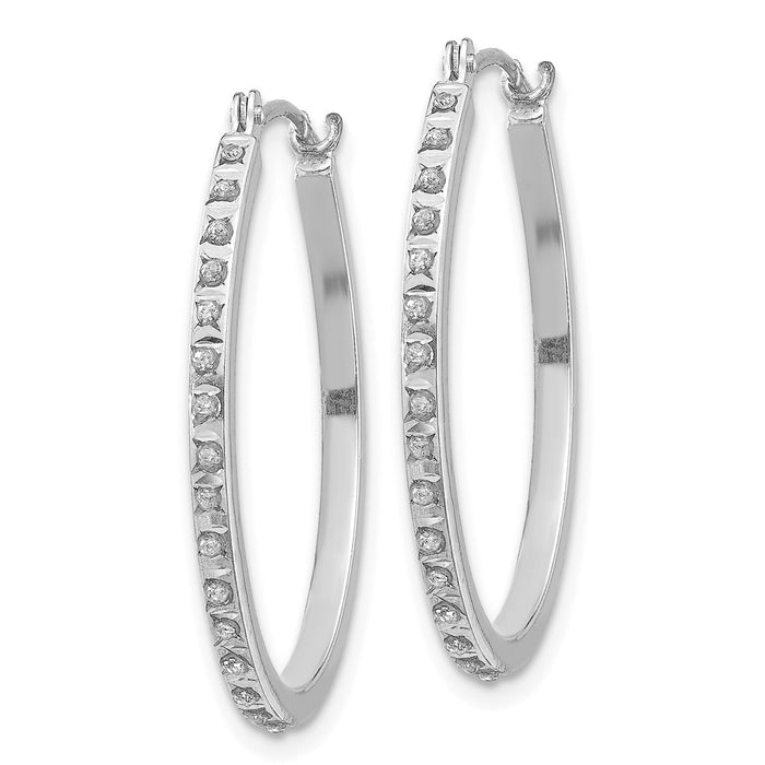 Exclusive 14K White Gold Oval Hinged Hoop Earrings with Diamond Accents, Stylish Value-2