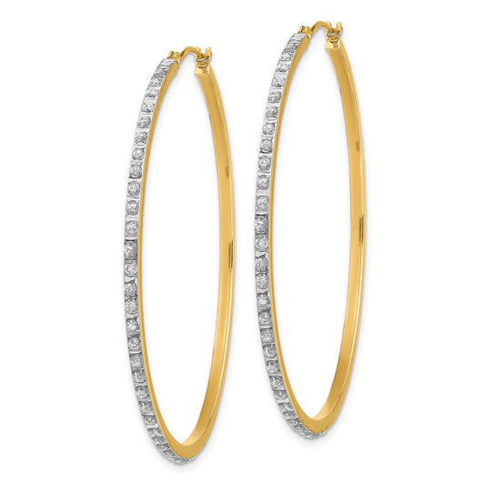 Buy Exclusive 14K Gold Large Round Hinged Hoop Earrings with Diamonds - Stylish!