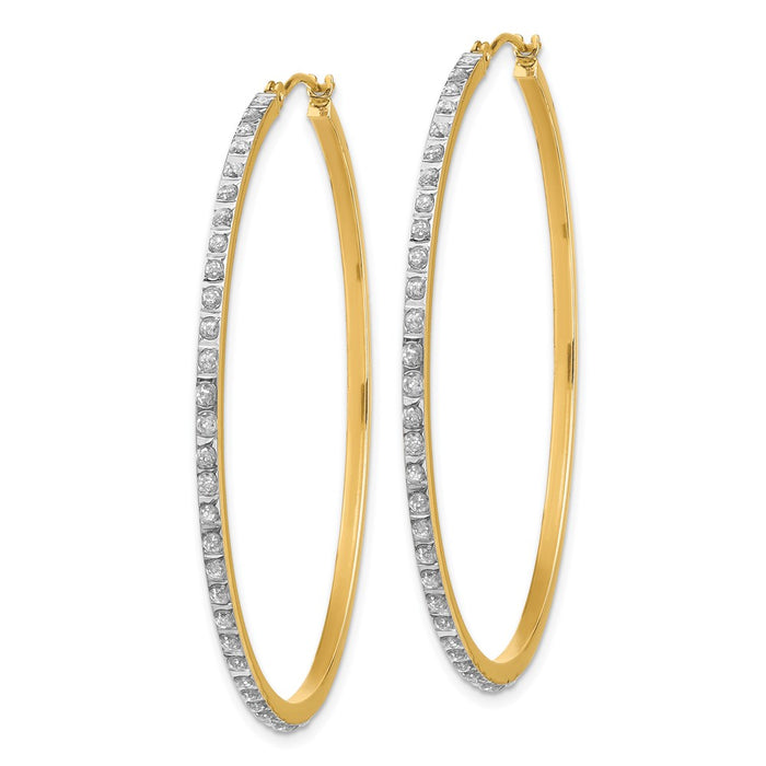 Buy Exclusive 14K Gold Large Round Hinged Hoop Earrings with Diamonds - Stylish!-2