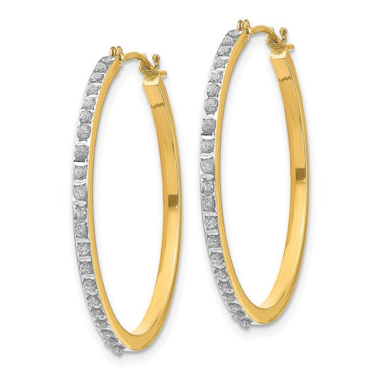 High-Quality 14K Gold Diamond-Encrusted Round Hoop Earrings - Stylish Value!