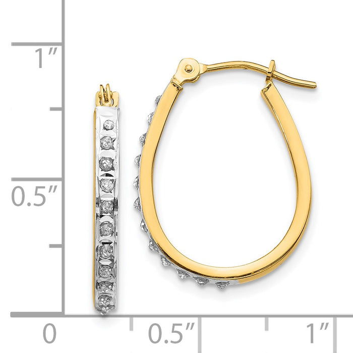 Buy Stylish 14K Yellow Gold & Rhodium-Plated Diamond Oval Hoop Earrings-4