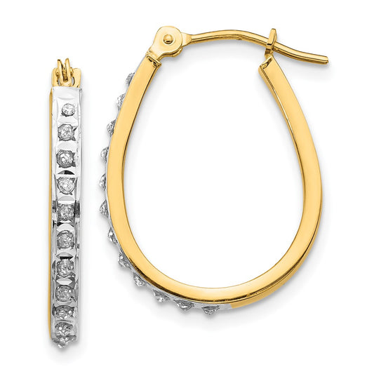 Buy Stylish 14K Yellow Gold & Rhodium-Plated Diamond Oval Hoop Earrings