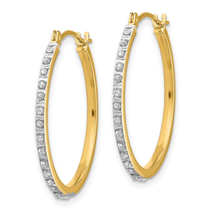 Buy 14K Gold Diamond-Studded Round Hinged Hoop Earrings - Stylish Luxury!-2