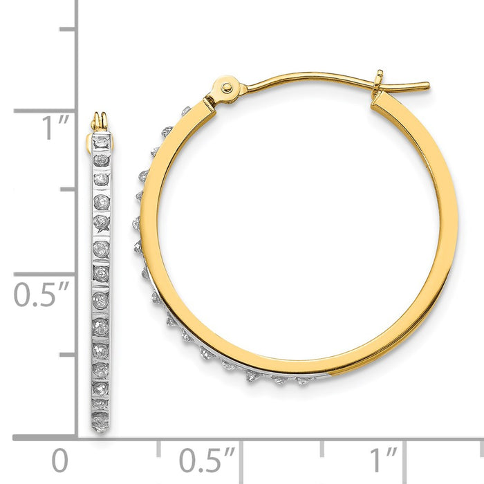 Buy 14K Gold Diamond-Studded Round Hinged Hoop Earrings - Stylish Luxury!-4