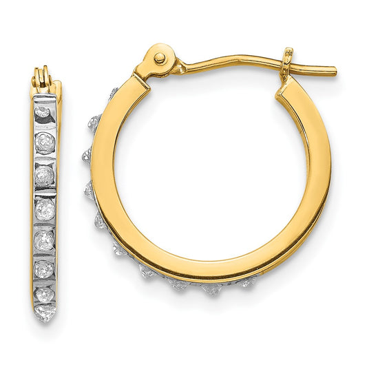 High-Quality 14K Gold Diamond-Studded Small Hinged Hoop Earrings - Stylish Value