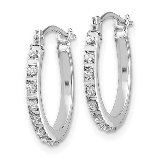 Shop Stylish 14K White Gold Diamond-Studded Hinged Hoop Earrings, 1.5"