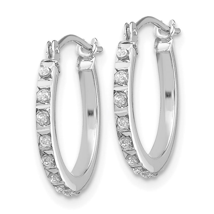 Shop Stylish 14K White Gold Diamond-Studded Hinged Hoop Earrings, 1.5"-2