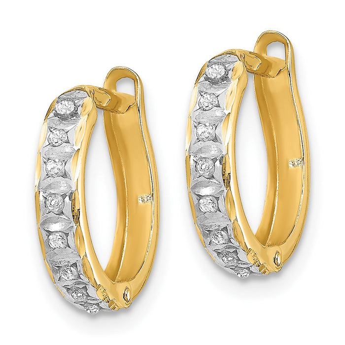 Buy Designer 14K Gold Diamond-Encrusted Round Hinged Hoop Earrings - Luxury Style-2