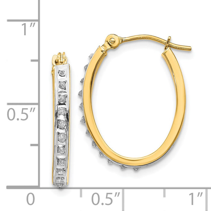 Exclusive 14K Gold Oval Hinged Hoop Earrings with Diamond Accents - Stylish Value-4