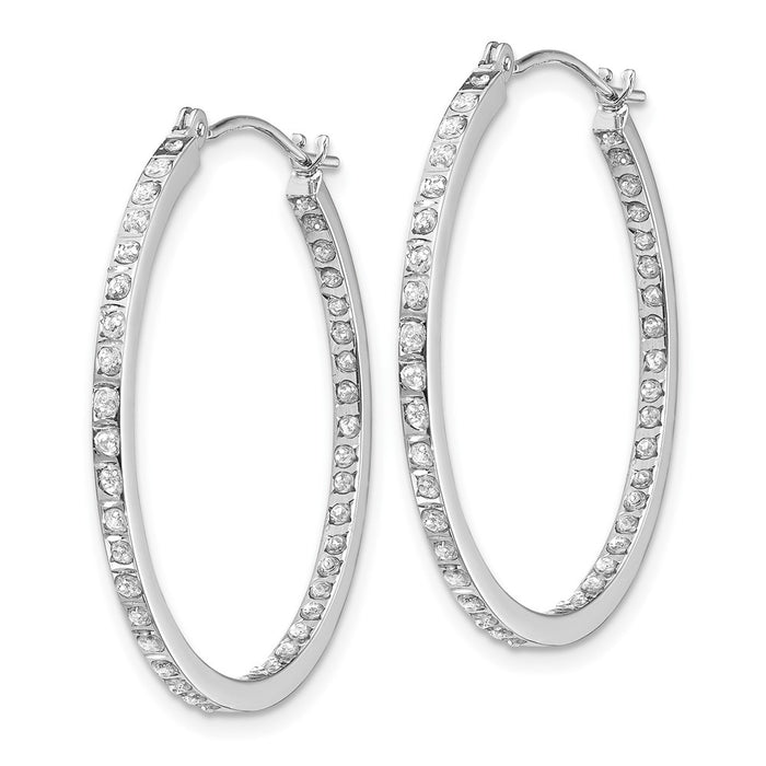 Buy 14K White Gold Diamond-Studded Hoop Earrings - Stylish Luxury Accessory-2