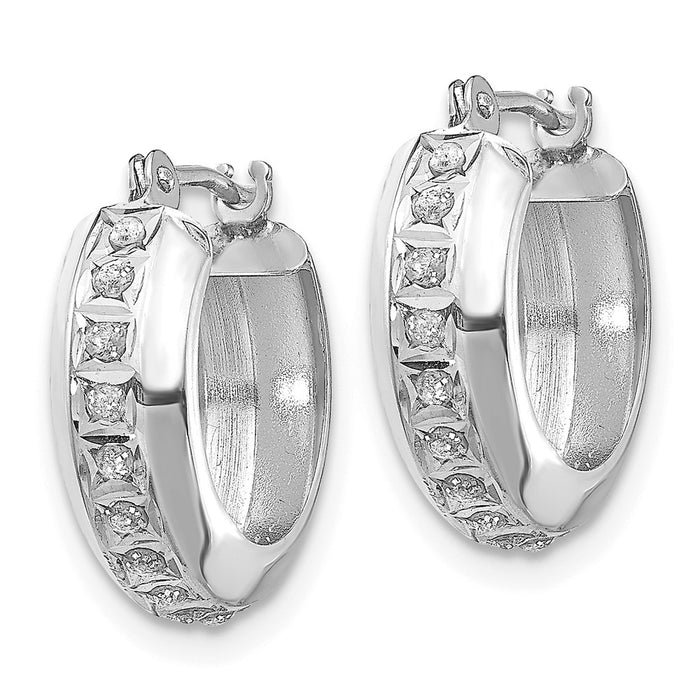 High-Quality 14K White Gold Diamond-Studded Hinged Hoop Earrings - Stylish Value!-2