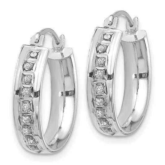 Shop Exclusive 14K White Gold Round Hoop Earrings with Diamond Accents - Stylish Value!