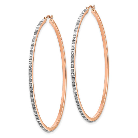 Exclusive 14K Rose Gold Diamond-Studded Hoop Earrings - Stylish & Affordable!