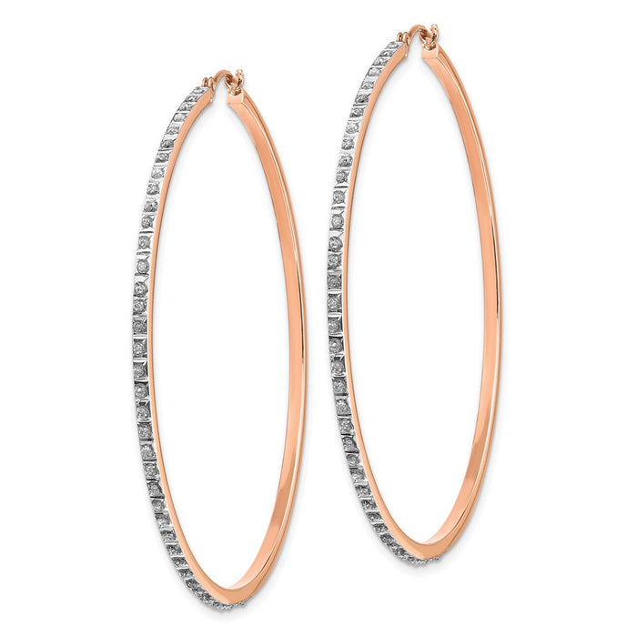 Exclusive 14K Rose Gold Diamond-Studded Hoop Earrings - Stylish & Affordable!-2