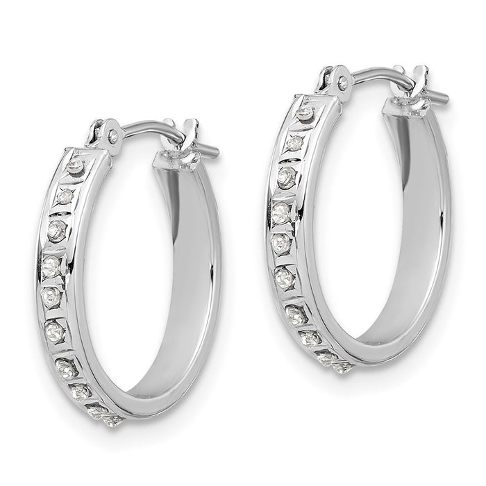 Shop Stylish 14K White Gold Polished Hoop Earrings with Diamond Accents, 1.5"-2