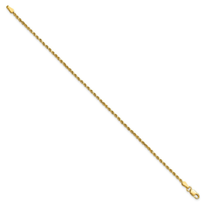 Buy Stylish 14K Gold 7-Inch 2mm Diamond-Cut Rope Chain - Luxury Value!-2