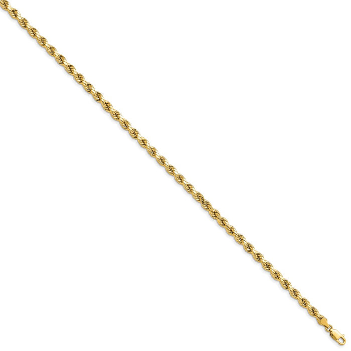 Buy 14K Gold 8-Inch 4mm Diamond-Cut Rope Chain - Stylish & Affordable Luxury!-2