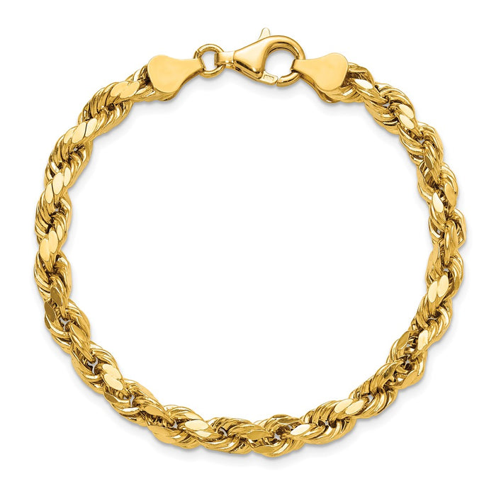 Shop Exclusive 14K Gold 8-Inch 5.5mm Diamond-Cut Rope Chain - Luxury Value!-5