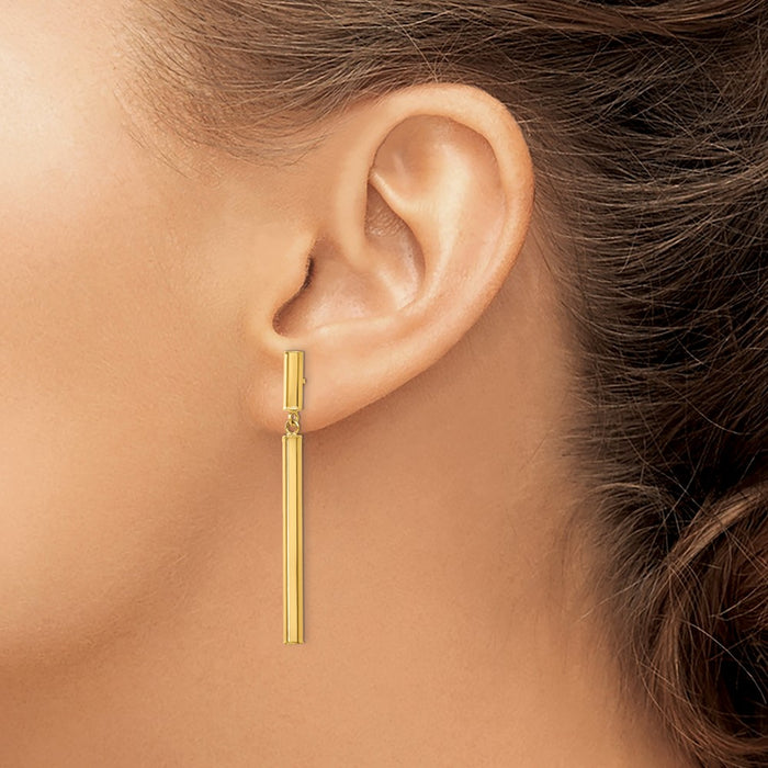 Buy Stylish 14K Gold Elegant Dangle Round Tube Earrings - Lightweight Luxury-3