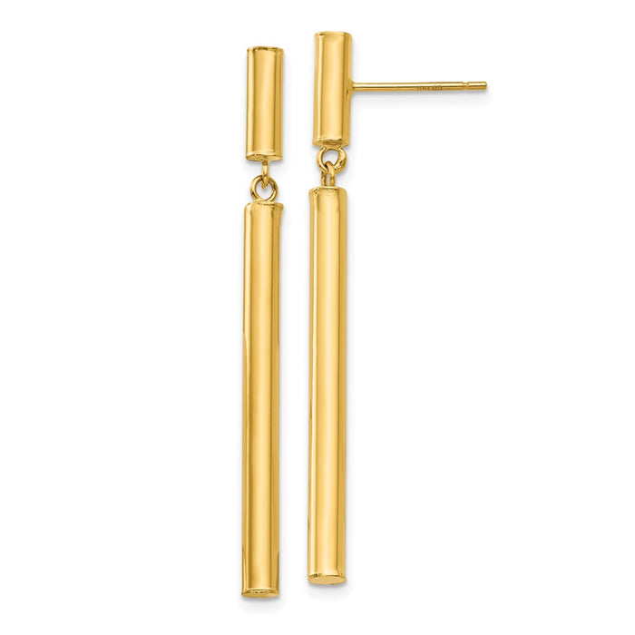 Buy Stylish 14K Gold Elegant Dangle Round Tube Earrings - Lightweight Luxury-1