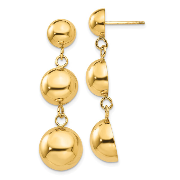 Buy Stylish 14K Gold Polished Half Ball Drop Earrings - Affordable Luxury!-1
